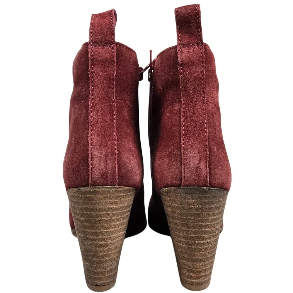 Diba Blake Suede Bootie Burgundy Lace Up Wedge Ankle Boots Women Size 8.5‎